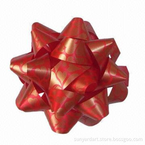 Valentine ribbon star bow, measures 18mm x 4 inch x 20 loops